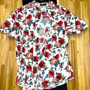🌹Floral Button Down Shirt - Men’s XL - Red & Blue